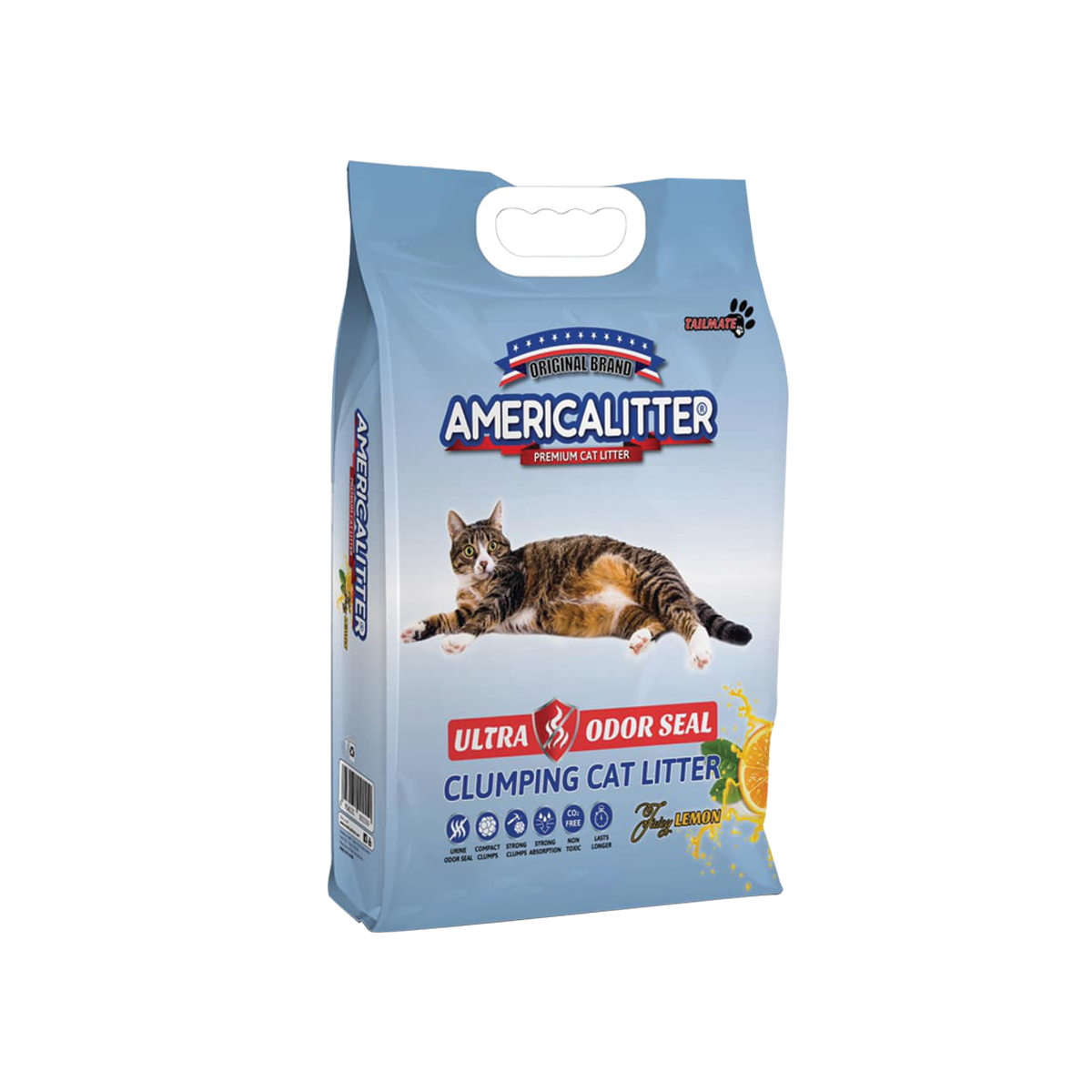 [MANOON] AMERRICA LITTER ULTRA Odor Seal Juicy Lemon อเมริกาลิตเตอร์ ทรายแมวภูเขาไฟ สูตรผสมคาร์บอนกลิ่นเลมอน ขนาด 7 กิโลกรัม