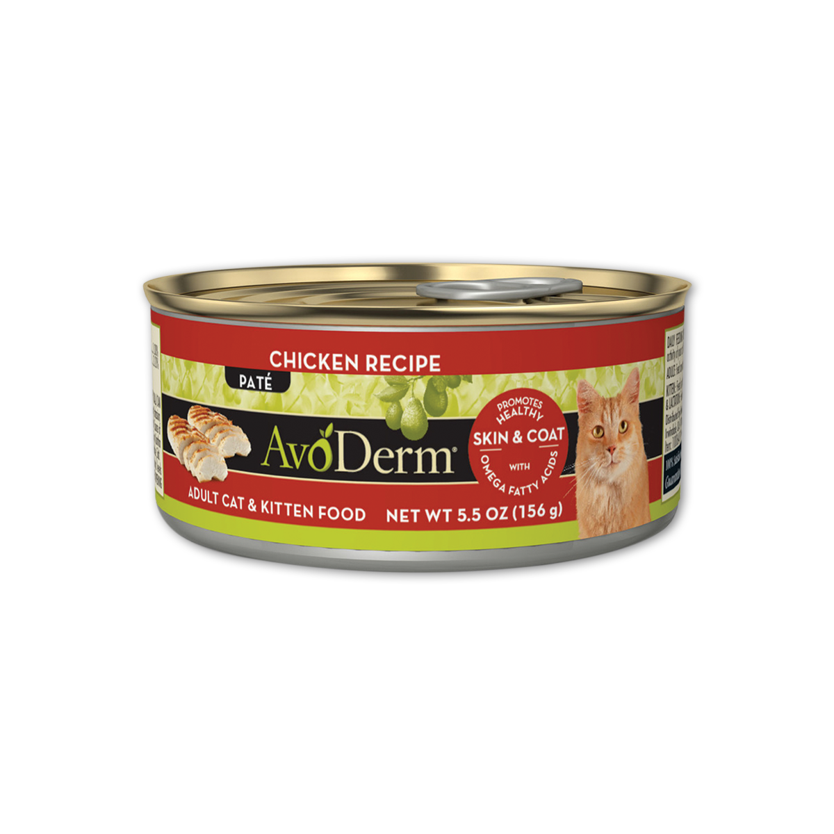 AvoDerm อโวเดิร์ม อาหารกระป๋องสำหรับลูกแมวและแมวโต สูตรไก่ ขนาด 5.5 ออนซ์