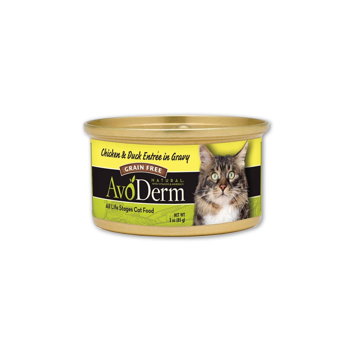 AvoDerm อโวเดิร์ม อาหารกระป๋องสำหรับลูกแมวและแมวโต สูตรไก่และเป็ดในน้ำเกรวี่ ขนาด 3 ออนซ์