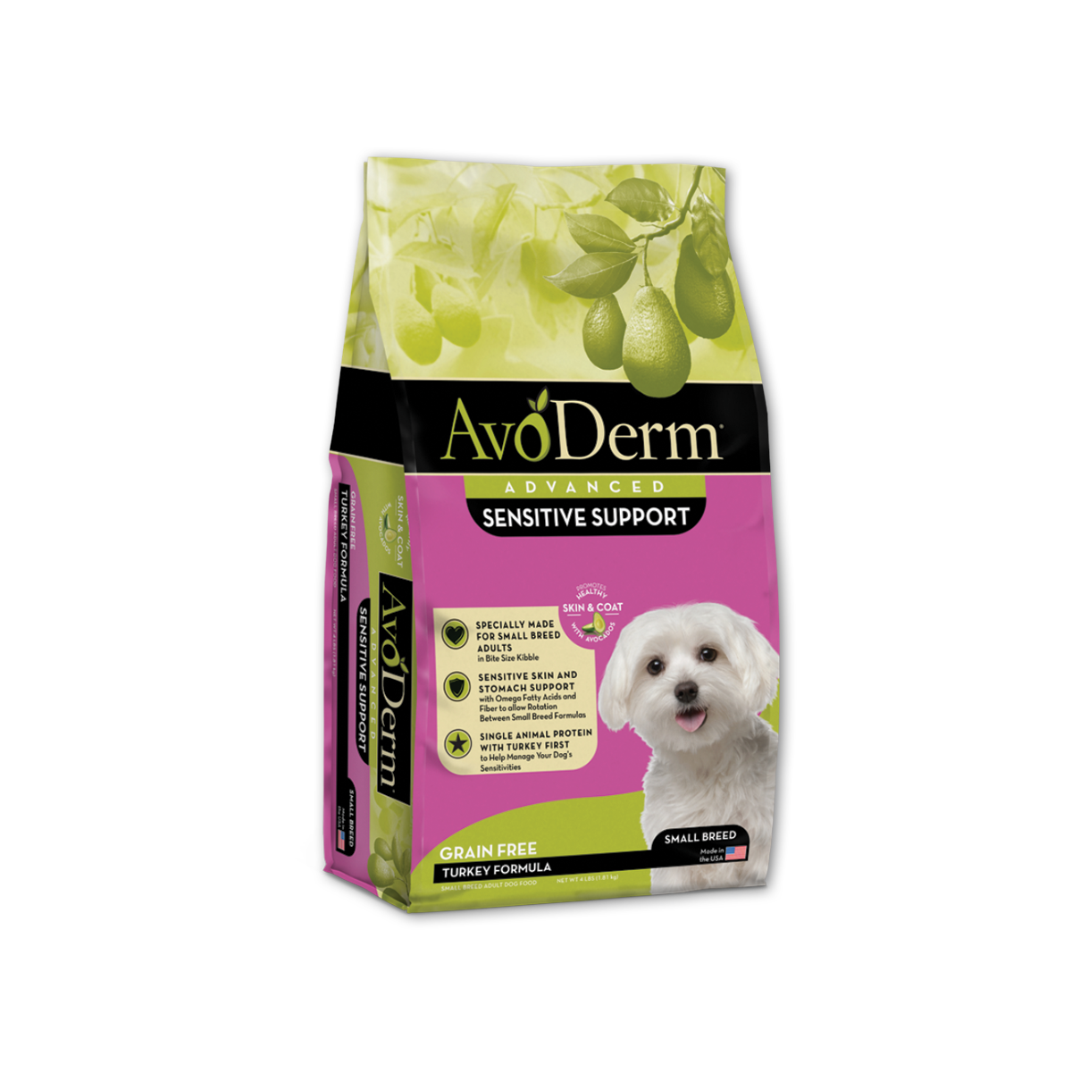 AvoDerm อโวเดิร์ม อาหารสำหรับสุนัขโตพันธุ์เล็ก สูตรไก่งวง ขนาด 1.8 กิโลกรัม
