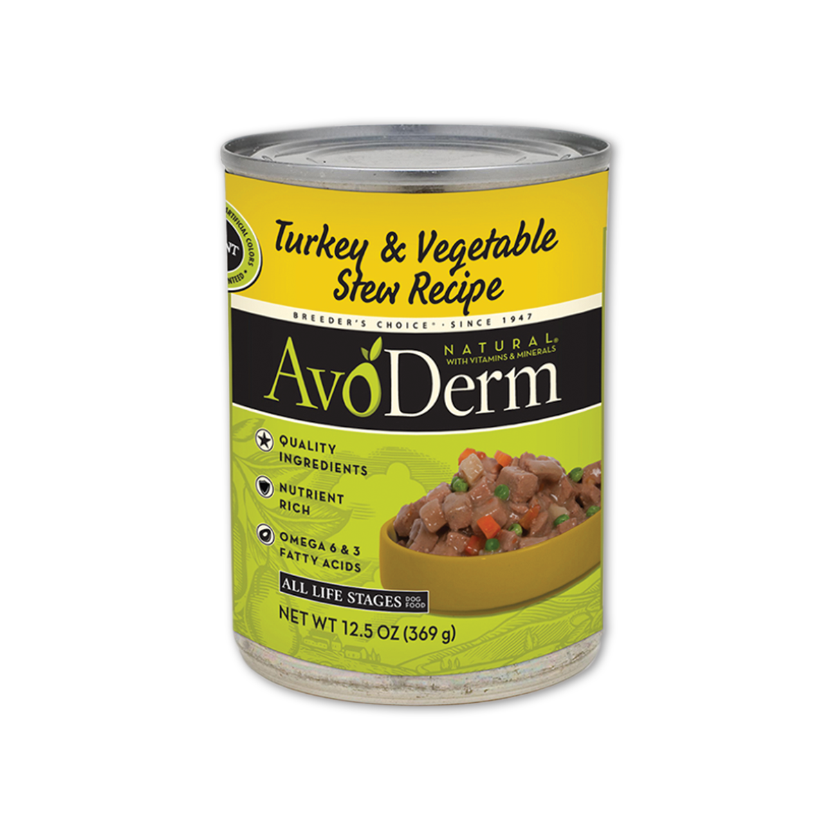 AvoDerm อโวเดิร์ม อาหารกระป๋องสำหรับสุนัข สูตรสตูเนื้อไก่งวง ขนาด 12.5 ออนซ์ (12 กระป๋อง)