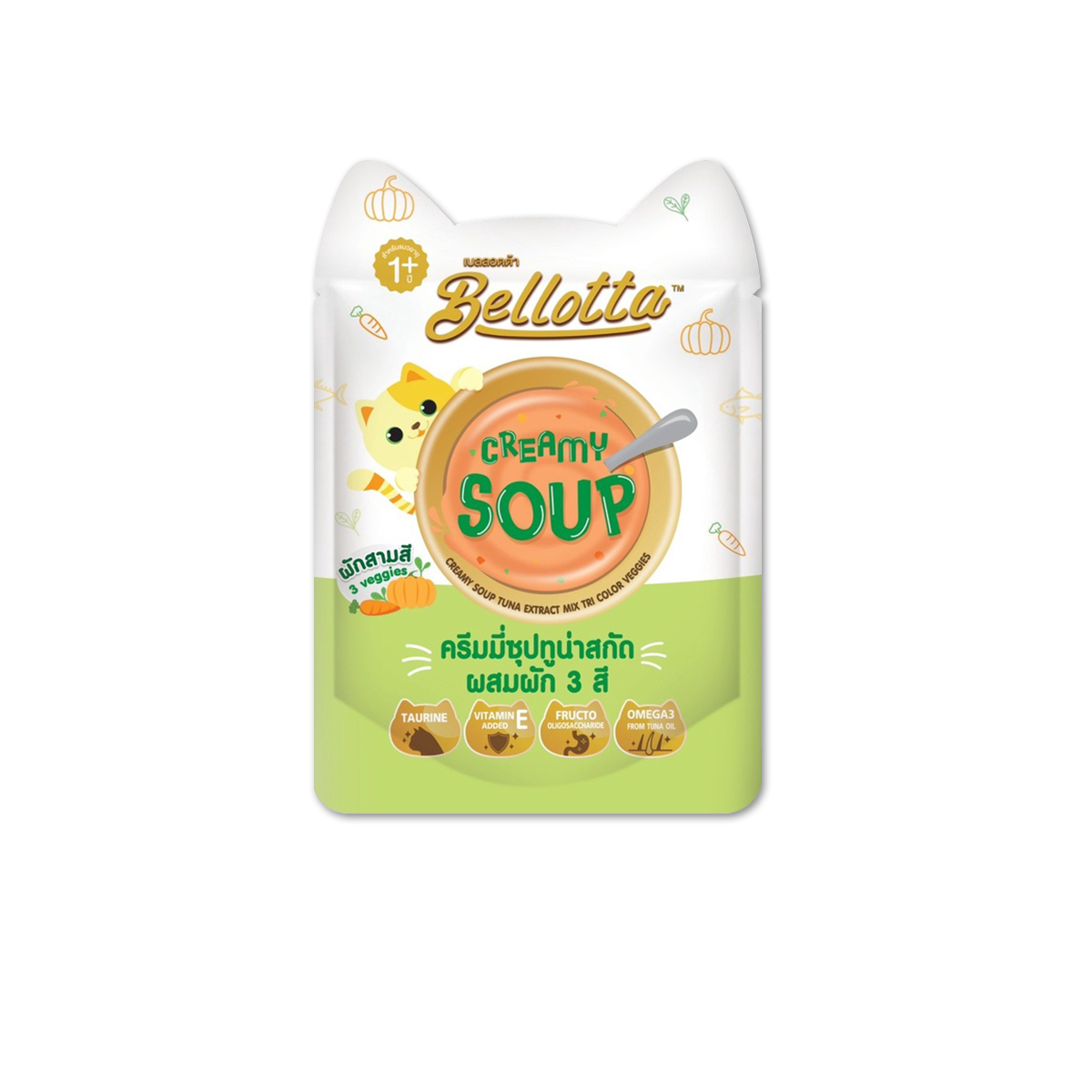 Bellotta Creamy Soup Creamy Tuna Extract mix Tri Color Veggies เบลลอตต้า ชนิดน้ำซุปซอง รสทูน่าสกัดและผัก 3 สี ขนาด 40 กรัม (12 ซอง)