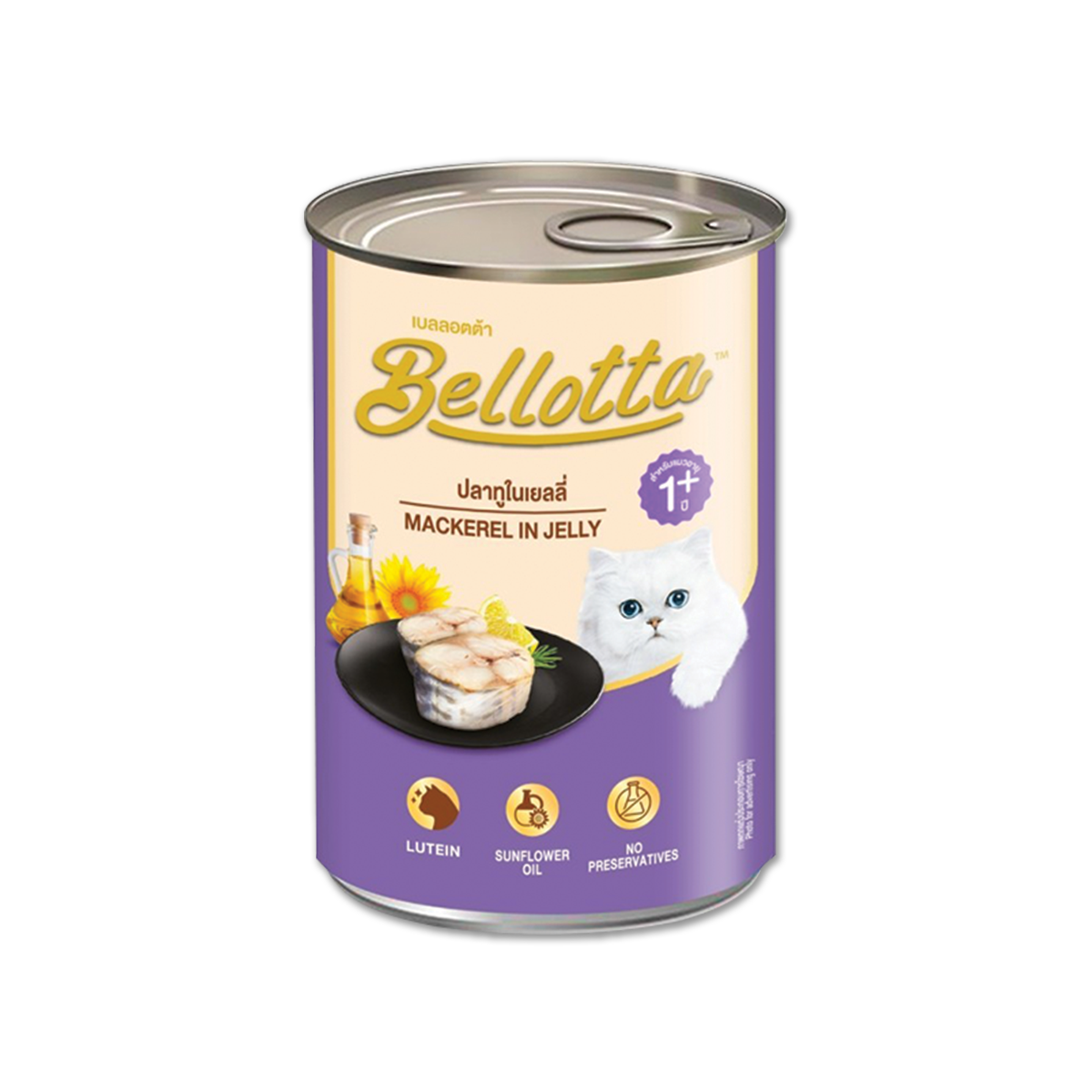 [MANOON] BELLOTTA  เบลลอตต้า อาหารแมวกระป๋องรสปลาทูในเยลลี่ ขนาด 400 กรัม (24 กระป๋อง)