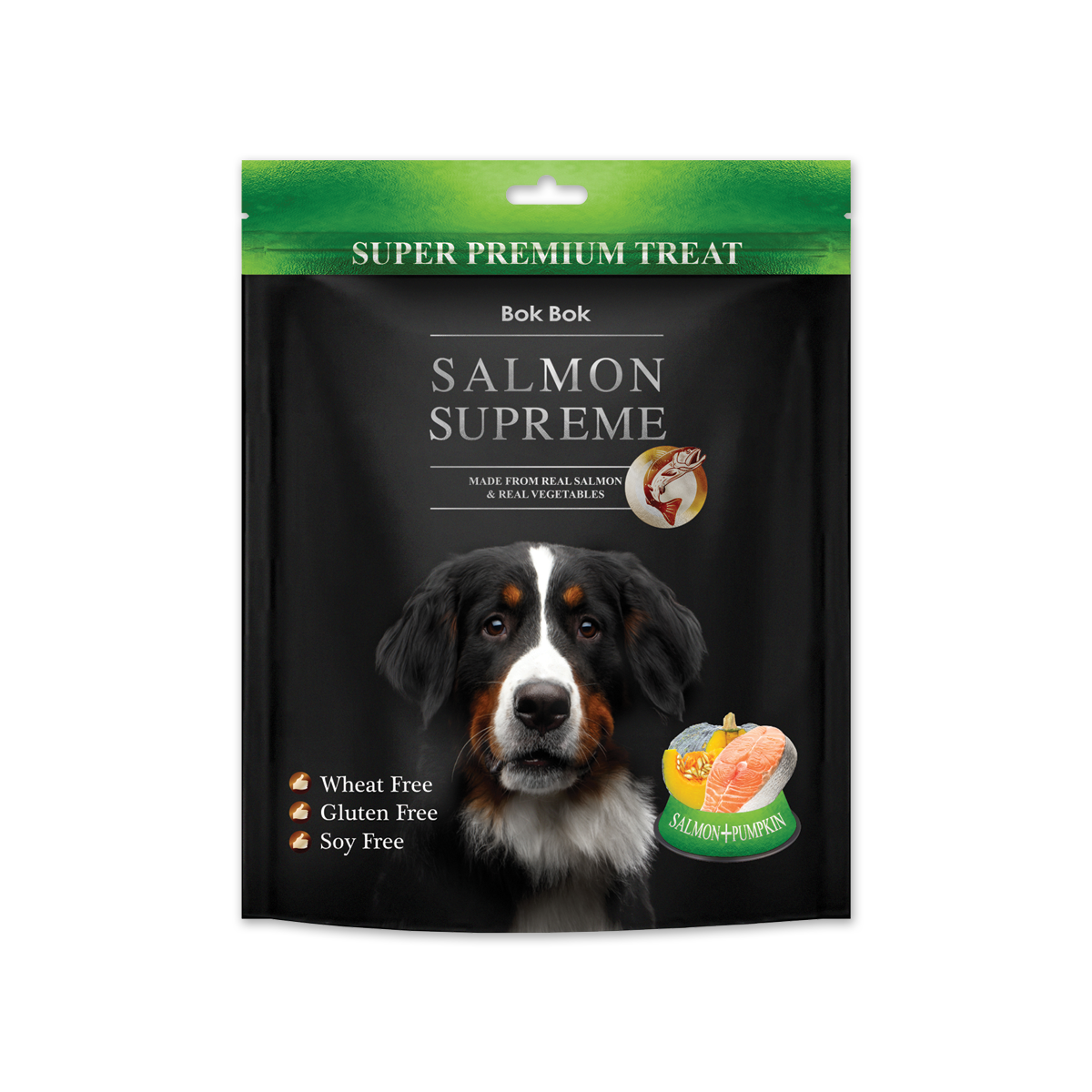 Bok Bok Salmon Supreme Salmon&Pumpkin บ็อก บ็อก ขนมสุนัขแบบแท่ง ทำจากแซลมอนและฟักทอง ขนาด 100 กรัม