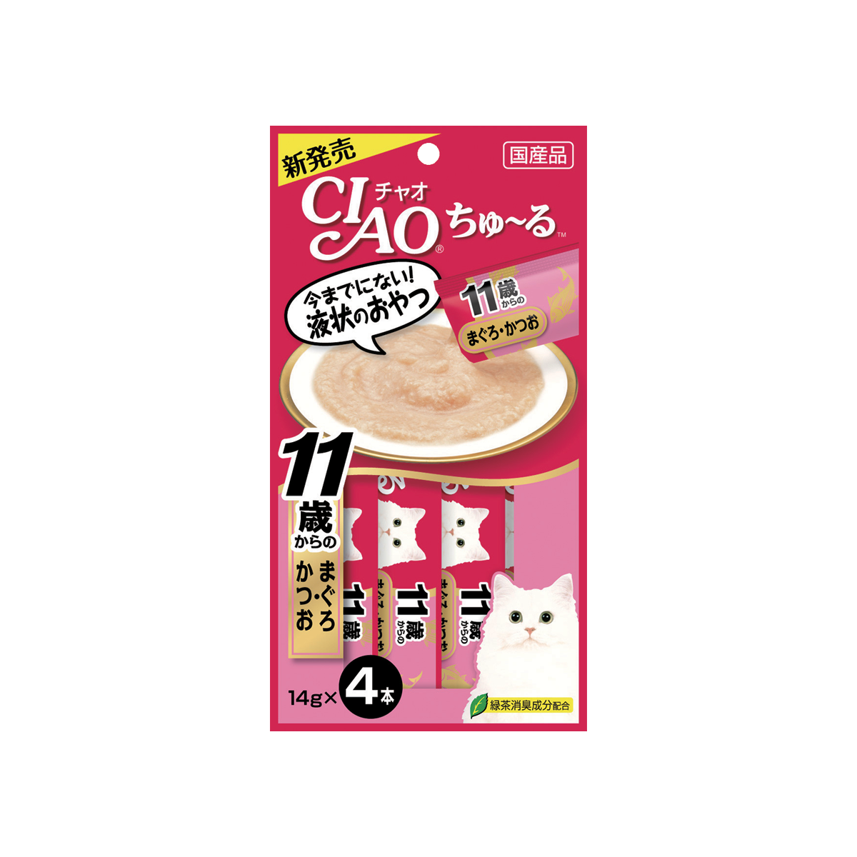 [MANOON] CIAO  ChuRu Skipjack Tuna With Collagen Liquid Flavor เชาว์ ชูหรุ ขนมแมวครีมเลีย รสทูน่าผสมคอลลาเจน ขนาด 56 กรัม