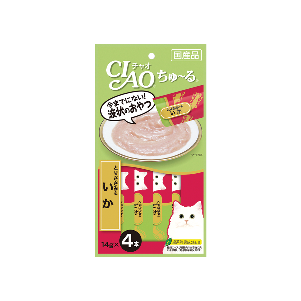CIAO ChuRu Chicken Fillet & Squid Liquid Flavor เชาว์ ชูหรุ ขนมแมวครีมเลีย รสเนื้อสันในไก่ผสมปลาหมึก ขนาด 56 กรัม