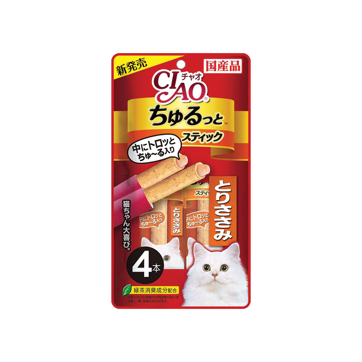 CIAO Churutto Tuna Torisasami Liquid Flavor Cat Treats เชาว์ ชูหรุโตะ สติก สูตรโทริซาซามิ ขนาด 112 กรัม