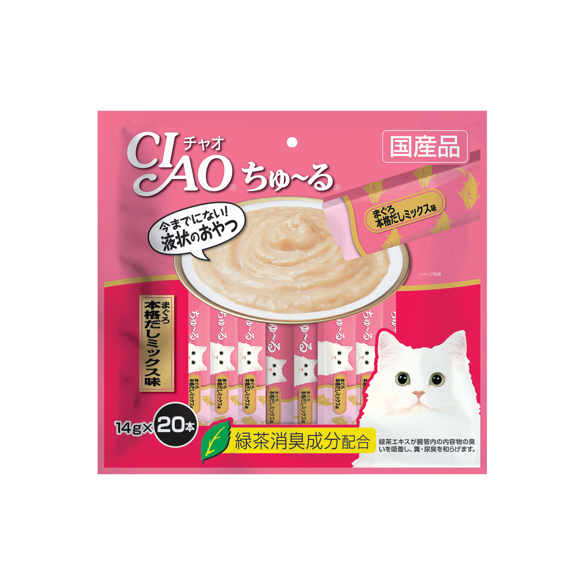 [MANOON] CIAO  Churu Tuna Japanese Broth Flavor เชาว์ ชูหรุ ขนมแมวเลีย รสปลาทูน่ารสน้ำซุปญี่ปุ่น ขนาด 14 กรัม (20 ชิ้น)