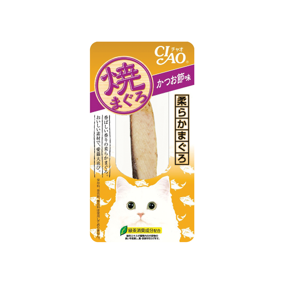 [MANOON] CIAO  Yaki  Roast Tuna Katsuobushi Flavor เชาว์ ยากิ ขนมแมวชิ้น รสปลาทูน่าย่างรสคัทสึโอะบูชิ ขนาด 30 กรัม (12 ซอง)