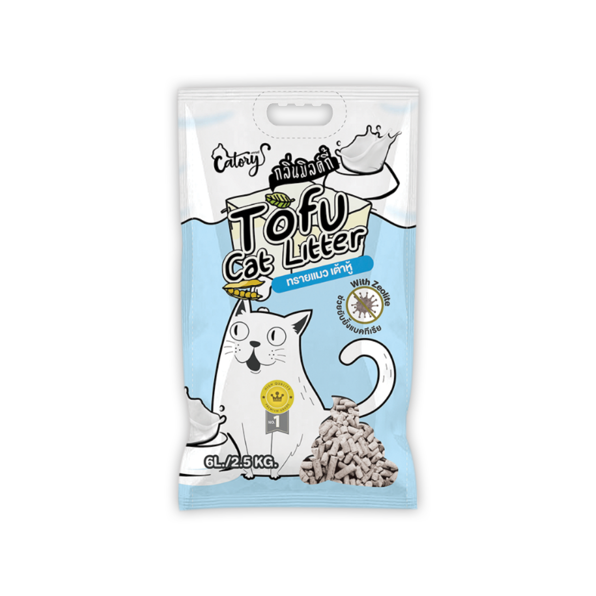 Catory Tofu Cat Litter with Zeolite แคทอรี่ ทรายเต้าหู้ธรรมชาติ กลิ่นมิลค์กี้ ขนาด 6 ลิตร