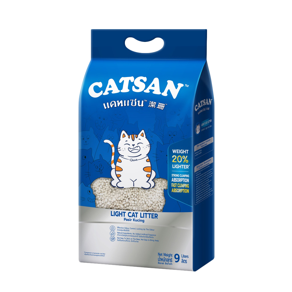 [MANOON] CATSAN  Light Cat Litter แคทแซน ทรายแมวอนามัย สูตรน้ำหนักเบา ขนาด 9 ลิตร