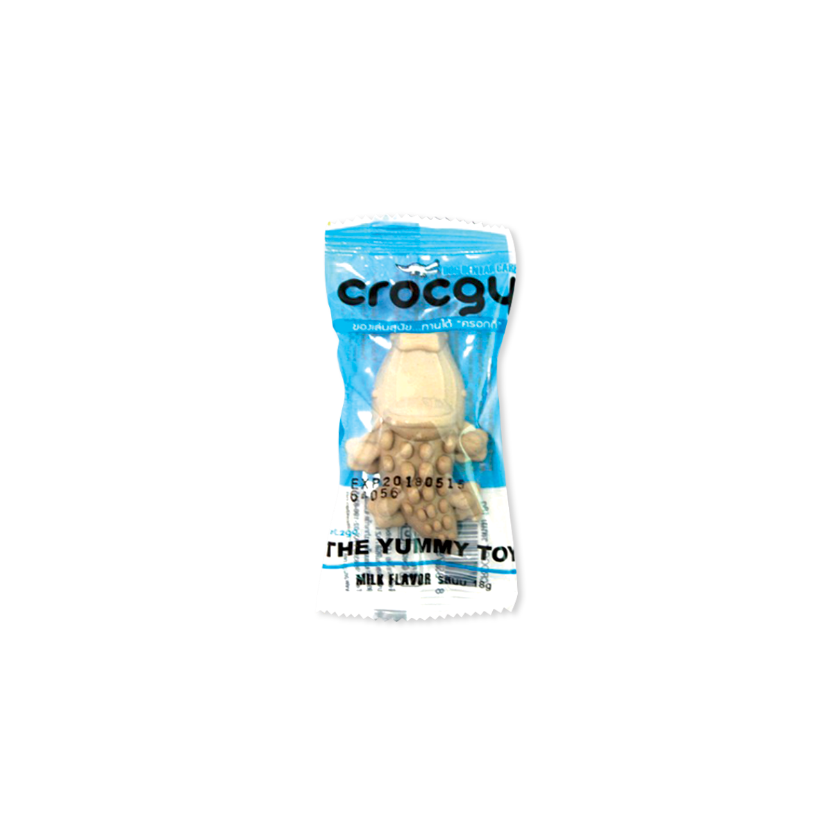 Crocgy Dental Dog Chew milk Flavor ครอกกี้ ขนมขัดฟันสุนัขรูปจระเข้ รสนม ขนาด 18 กรัม