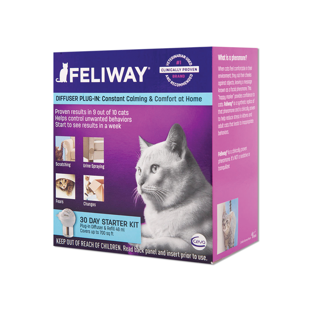 Feliway Diffuser Plug-in for Cat เฟลิเวย์ ฟีโรโมนสังเคราะห์สำหรับแมวทุกสายพันธุ์ ขนาด 48 มล.