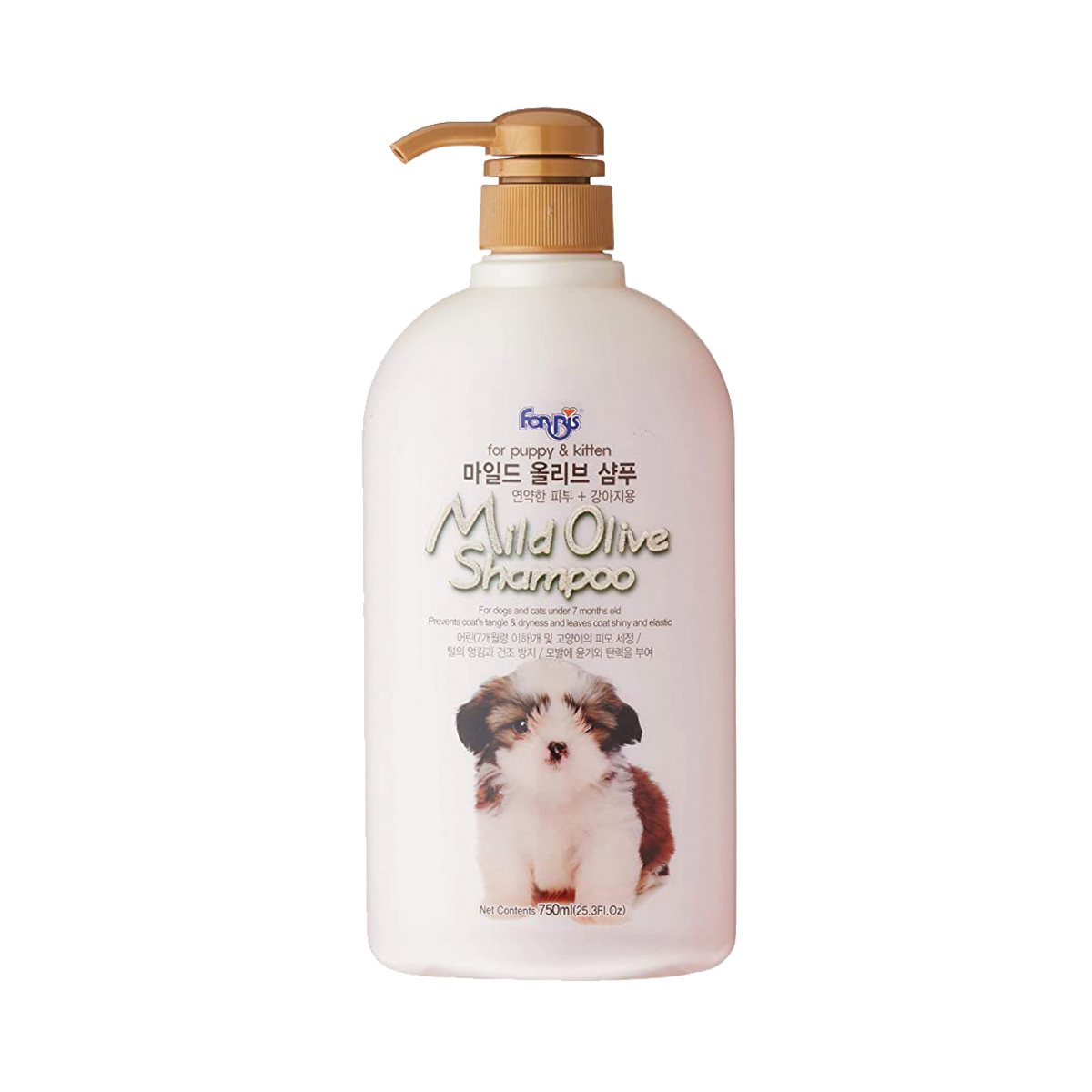 Forbis Mild Olive Shampoo ฟอร์บิส แชมพู สูตรน้ำมันมะกอก สำหรับลูกสุนัขและลูกแมว ขนาด 750 มล.