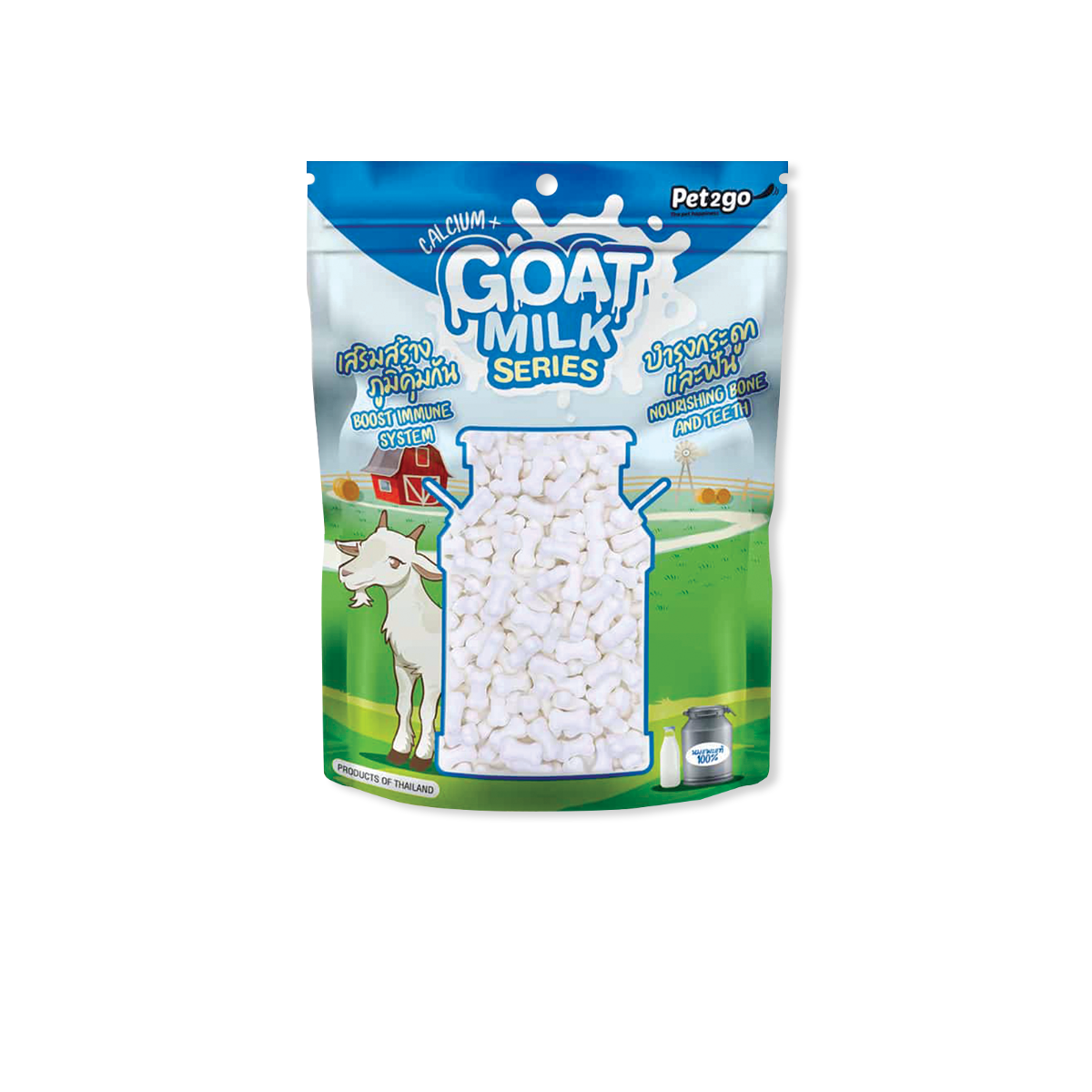 [MANOON] PET2GO  Goat Milk Series Small Tablet เพ็ททูโก ขนมสุนัข นมอัดเม็ดรูปกระดูก ขนาด 500 กรัม