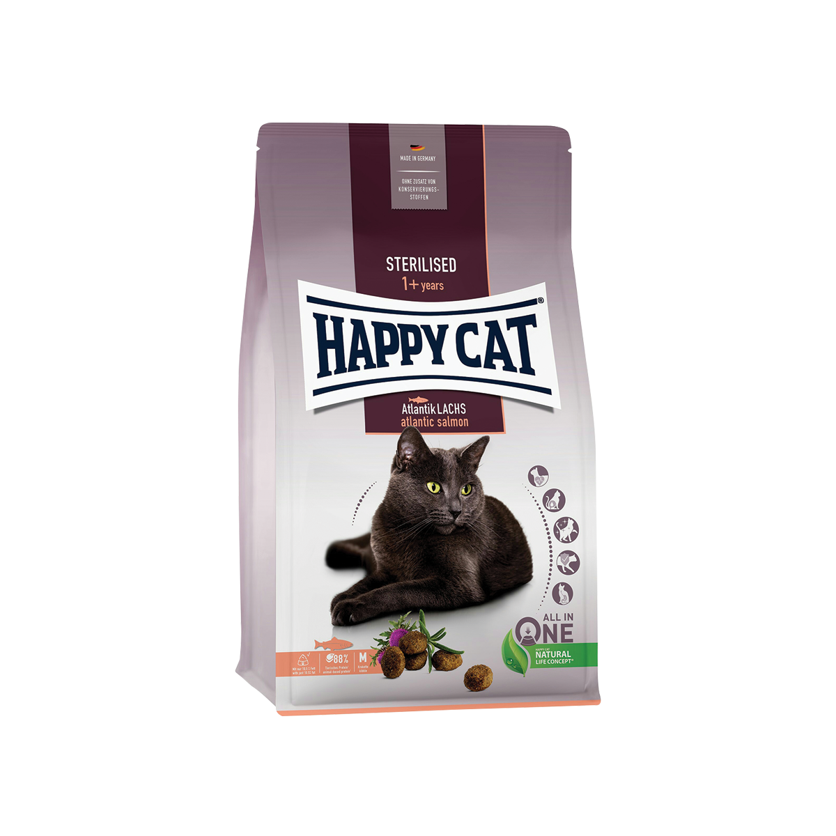 [MANOON] HAPPY CAT  Sterilised Atlantik-Lachs แฮปปี้แคท อาหารเม็ดสำหรับแมว สุพรีม สเตอริไลซ์ แอตแลนติก ลักซ์