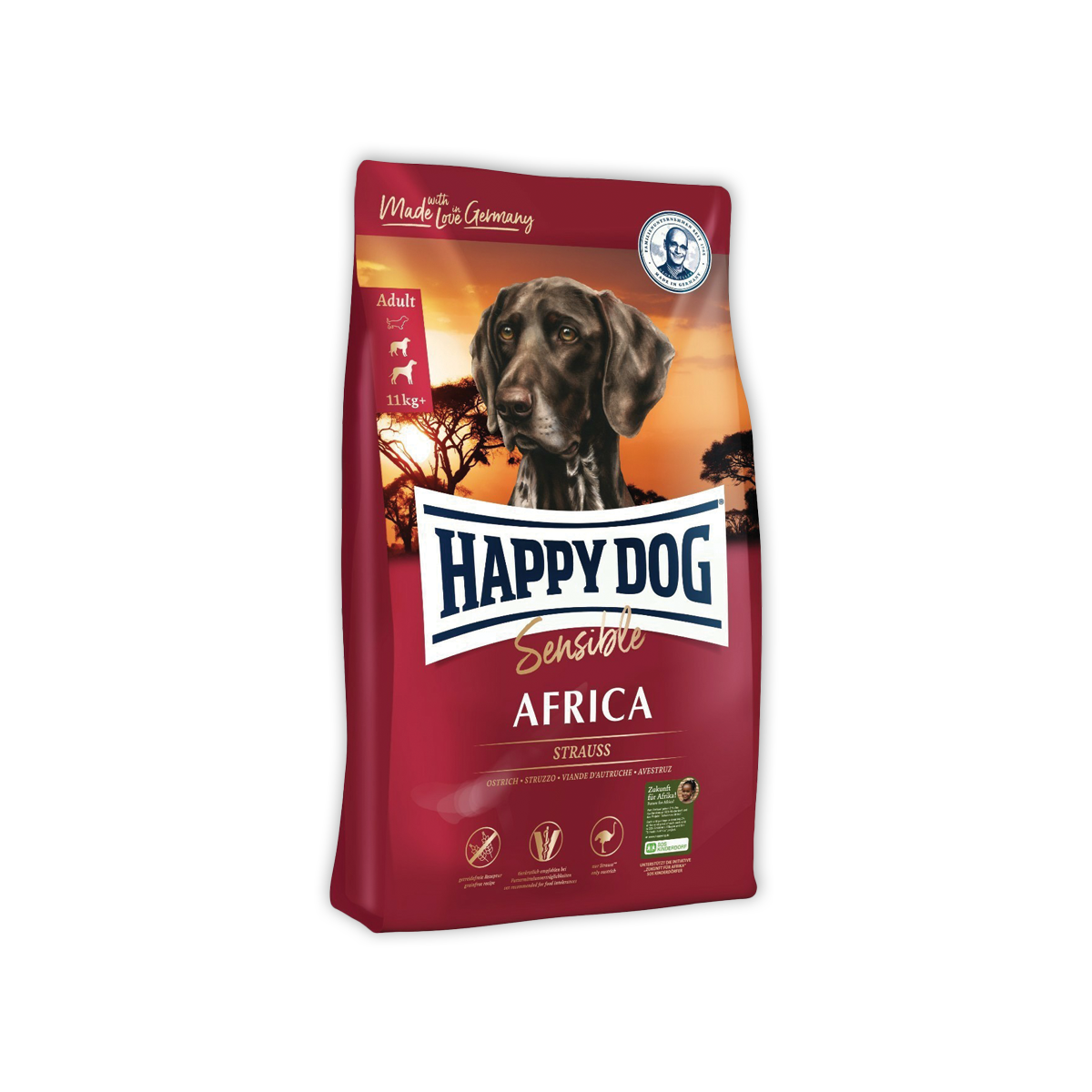 Happy Dog Africa แฮปปี้ ด็อก เซนซิเบิ้ล แอฟริกา อาหารสำหรับสุนัขโต พันธุ์กลาง-ใหญ่