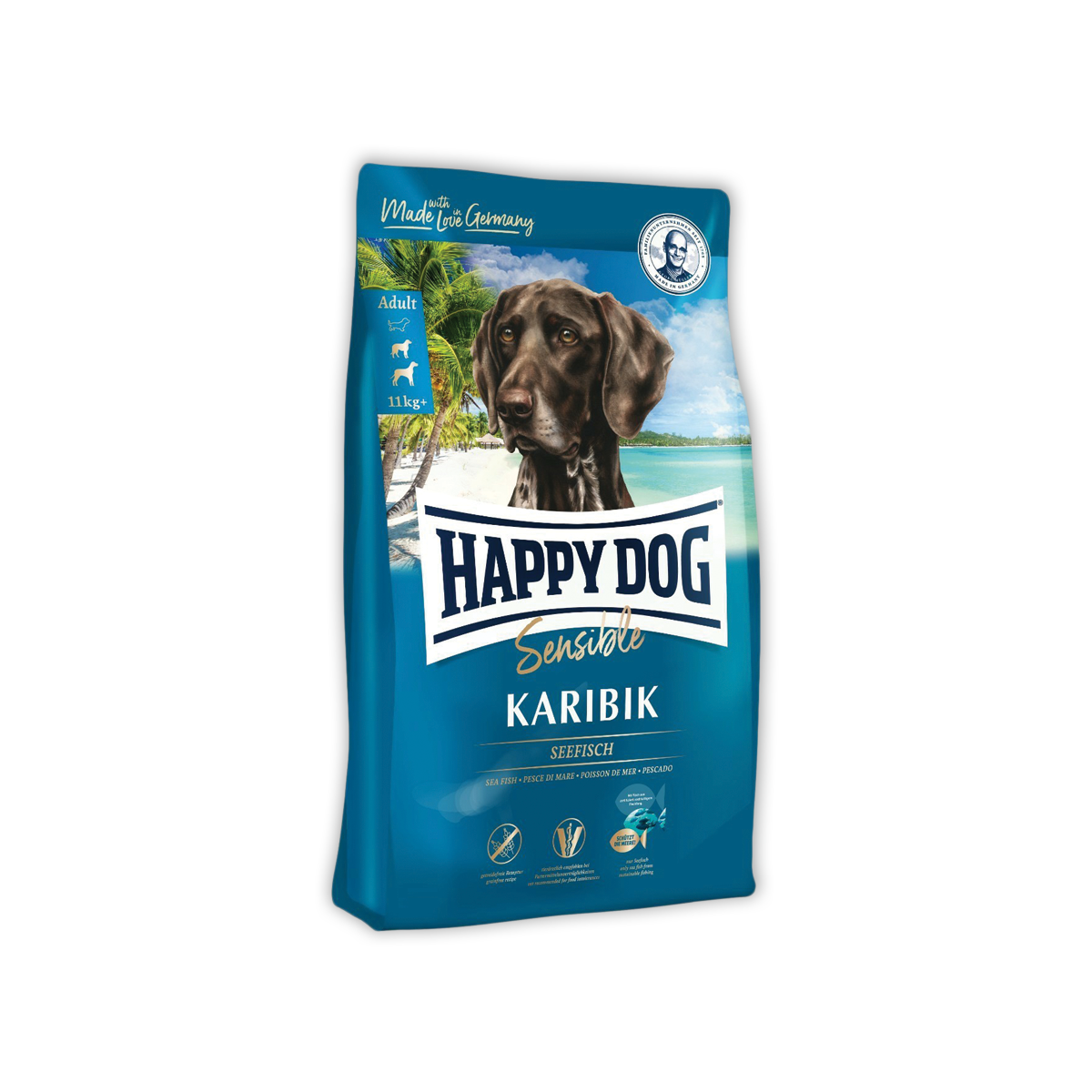 [MANOON] HAPPY DOG Sensible Karibik แฮปปี้ ด็อก เซนซิเบิ้ล แคริบิก อาหารสำหรับสุนัขโต พันธุ์กลาง-ใหญ่ สูตรเนื้อปลาทะเลและมันฝรั่ง