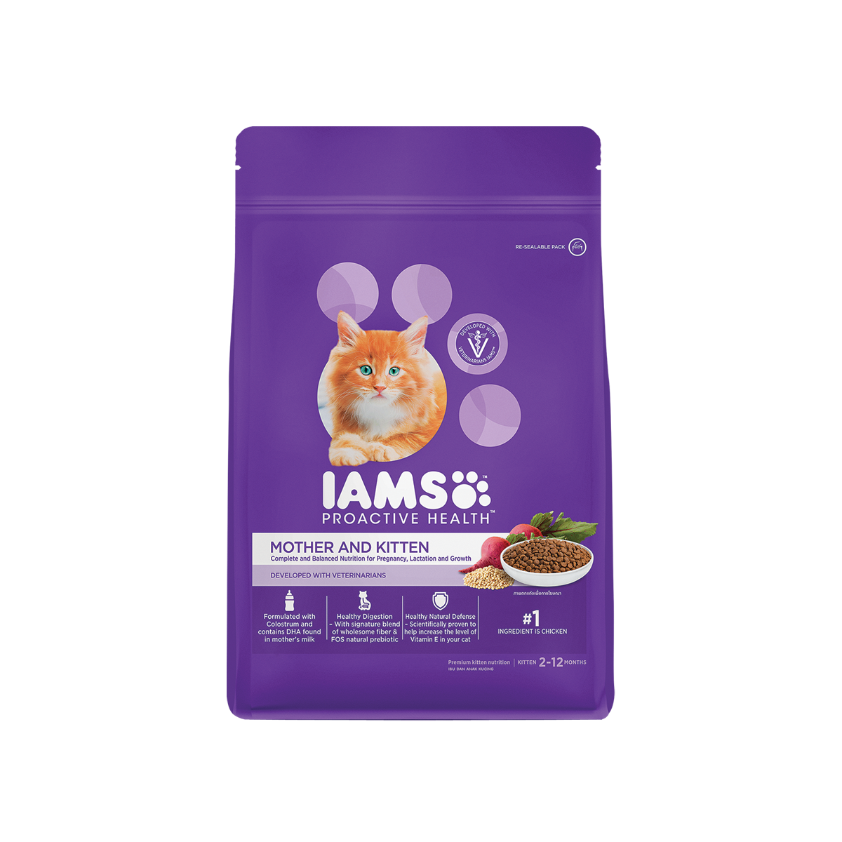 IAMS Proactive Health Mother and Kitten ไอแอมส์ โปรแอคทีฟ อาหารแมว สูตรสำหรับแม่และลูกแมว ขนาด 1 กิโลกรัม