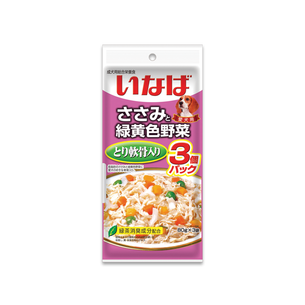 [MANOON] INABA  Chicken Fillet Topping Chicken Cartilage and Vegetables Flavor อินาบะ อาหารเปียกสำหรับสุนัข รสเนื้อสันในไก่หน้ากระดูกอ่อนและผัก ขนาด 80 กรัม (16 ซอง)