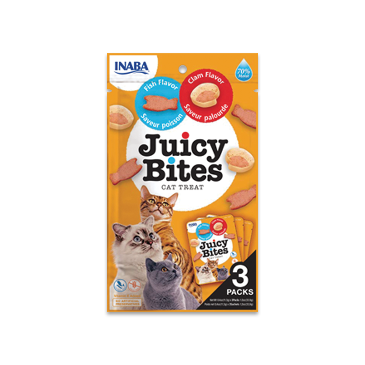 [MANOON] INABA  Juicy Bites Fish & Clam Flavor อินาบะ จูซี่ ไบท ขนมแมวเม็ดเนื้อนิ่ม รสปลาและหอยลาย ขนาด 11.3 กรัม