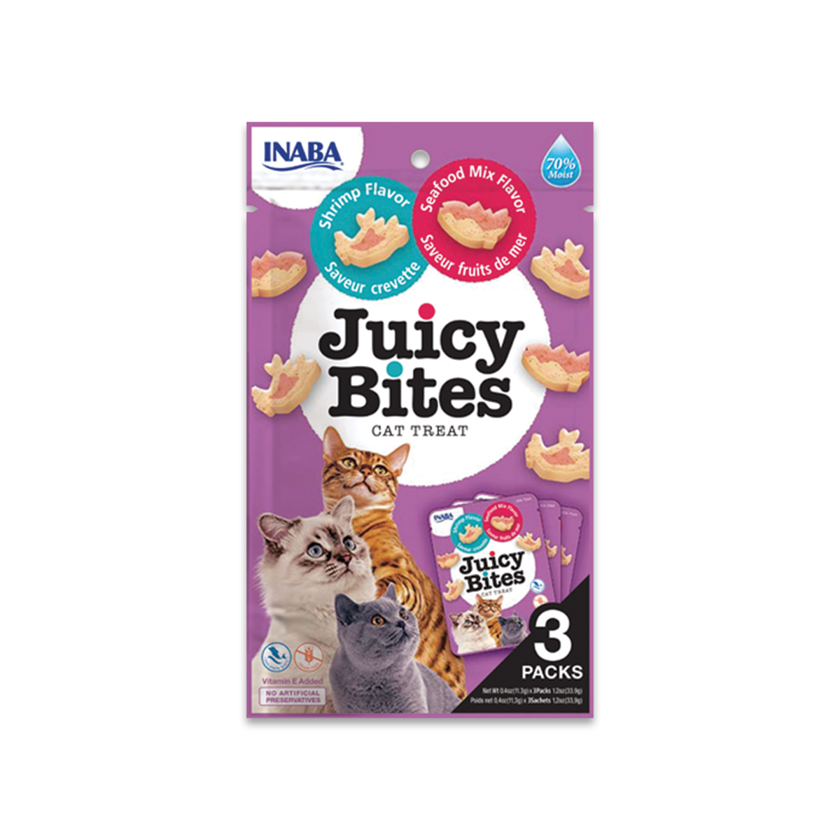 [MANOON] INABA  Juicy Bites Shrimp & Seafood Mix Flavor อินาบะ จูซี่ ไบท ขนมแมวเม็ดเนื้อนิ่ม รสกุ้งและซีฟู้ดมิกซ์ ขนาด 11.3 กรัม