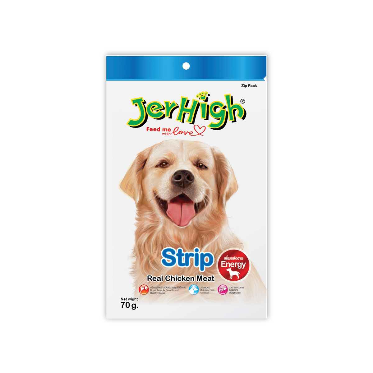 [MANOON] JERHIGH Snack Strip เจอร์ไฮ ขนมสุนัข สตริป ขนาด 70 กรัม (12 ซอง)