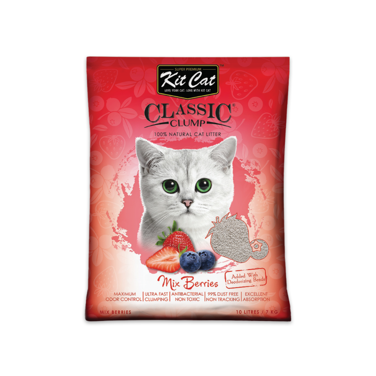 [MANOON] KIT CAT  คิต แคท ทรายแมวเบนโทไนต์ สูตร Strawberry ขนาด 10 ลิตร