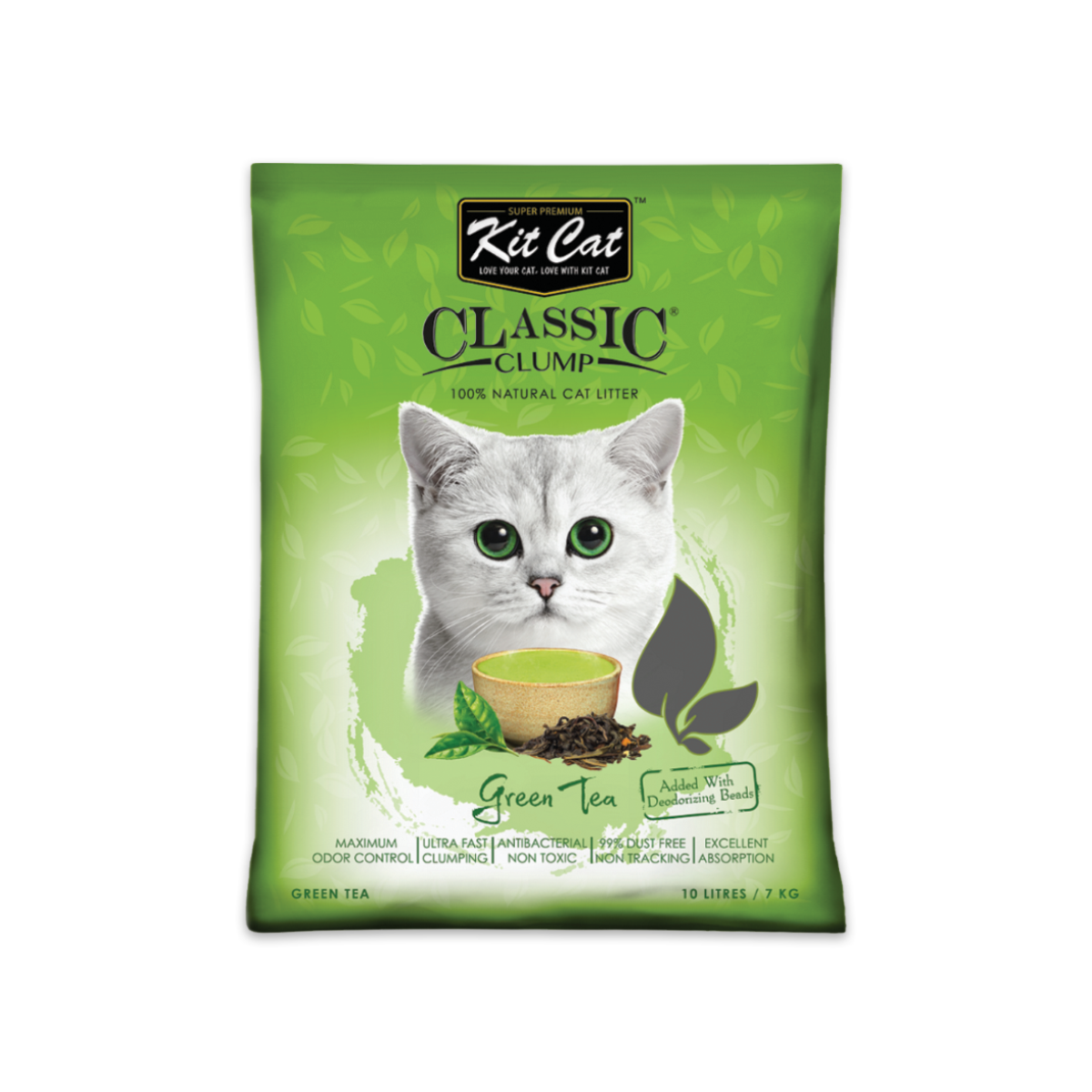 Kit Cat คิต แคท ทรายแมวเบนโทไนต์ สูตร Green Tea ขนาด 10 ลิตร