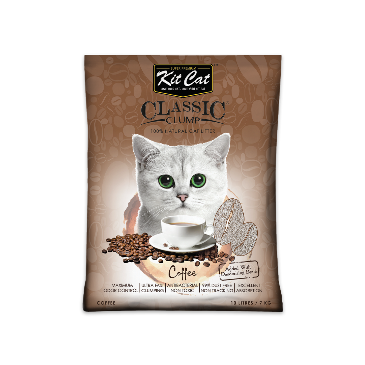 Kit Cat คิต แคท ทรายแมวเบนโทไนต์ สูตร Coffee ขนาด 10 ลิตร