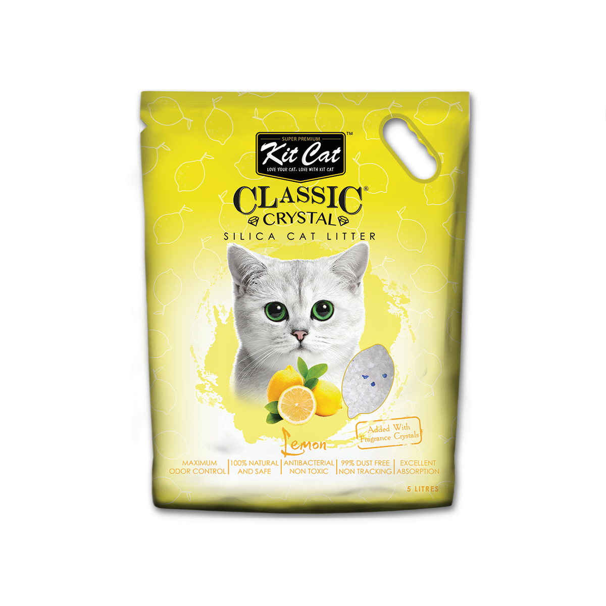 [MANOON] KIT CAT Crystal Cat Litter Lemon Scent คิทแคท ทรายแมวคริสตัล กลิ่นเลมอน ขนาด 5 ลิตร