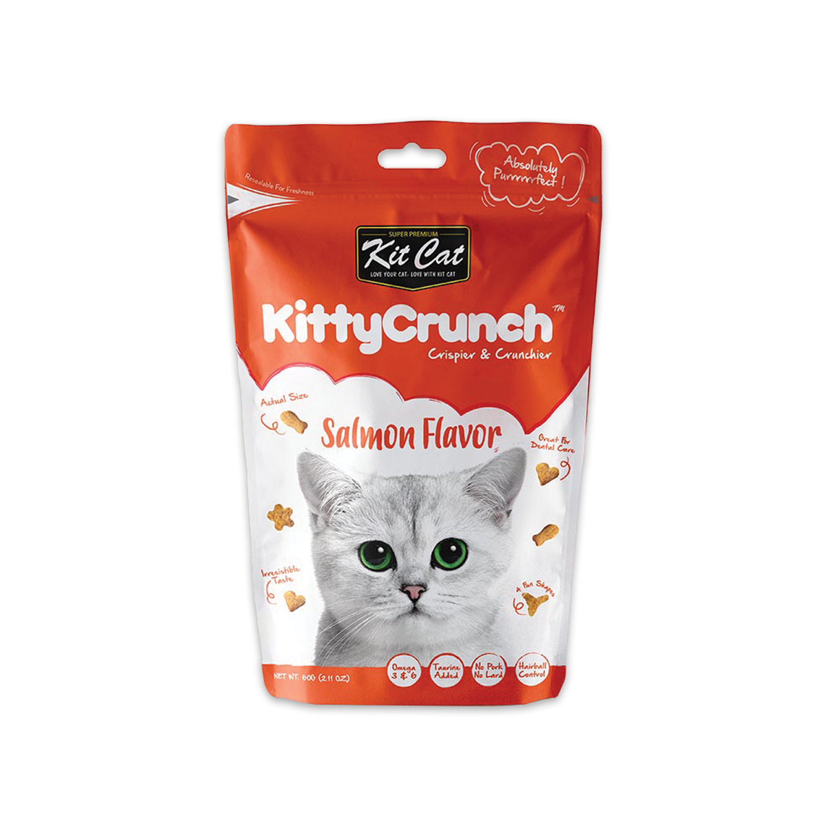 [MANOON] KIT CAT  Kitty Crunch คิทตี้ ครันช์ ขนมแมวรสแซลมอน ขนาด 60 กรัม