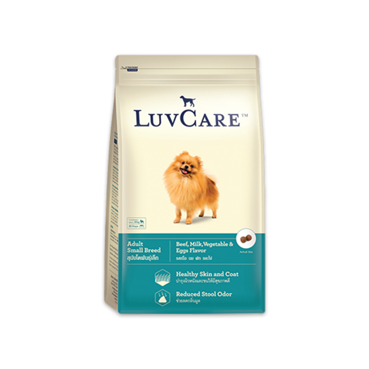 [MANOON] LUVCARE  เลิฟแคร์ อาหารสุนัขสำหรับสุนัขโต พันธุ์เล็ก รสเนื้อวัว นม ผักและไข่