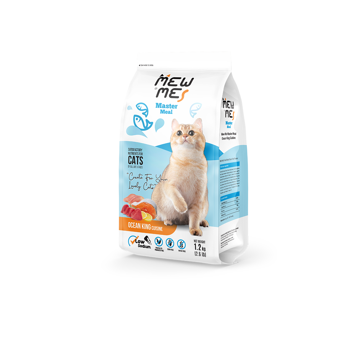 [MANOON] MEW ME  Master Meal Ocean King Cat Food เมี้ยวมี อาหารแมว รสปลาทะเลรวม ขนาด 1.2 กิโลกรัม