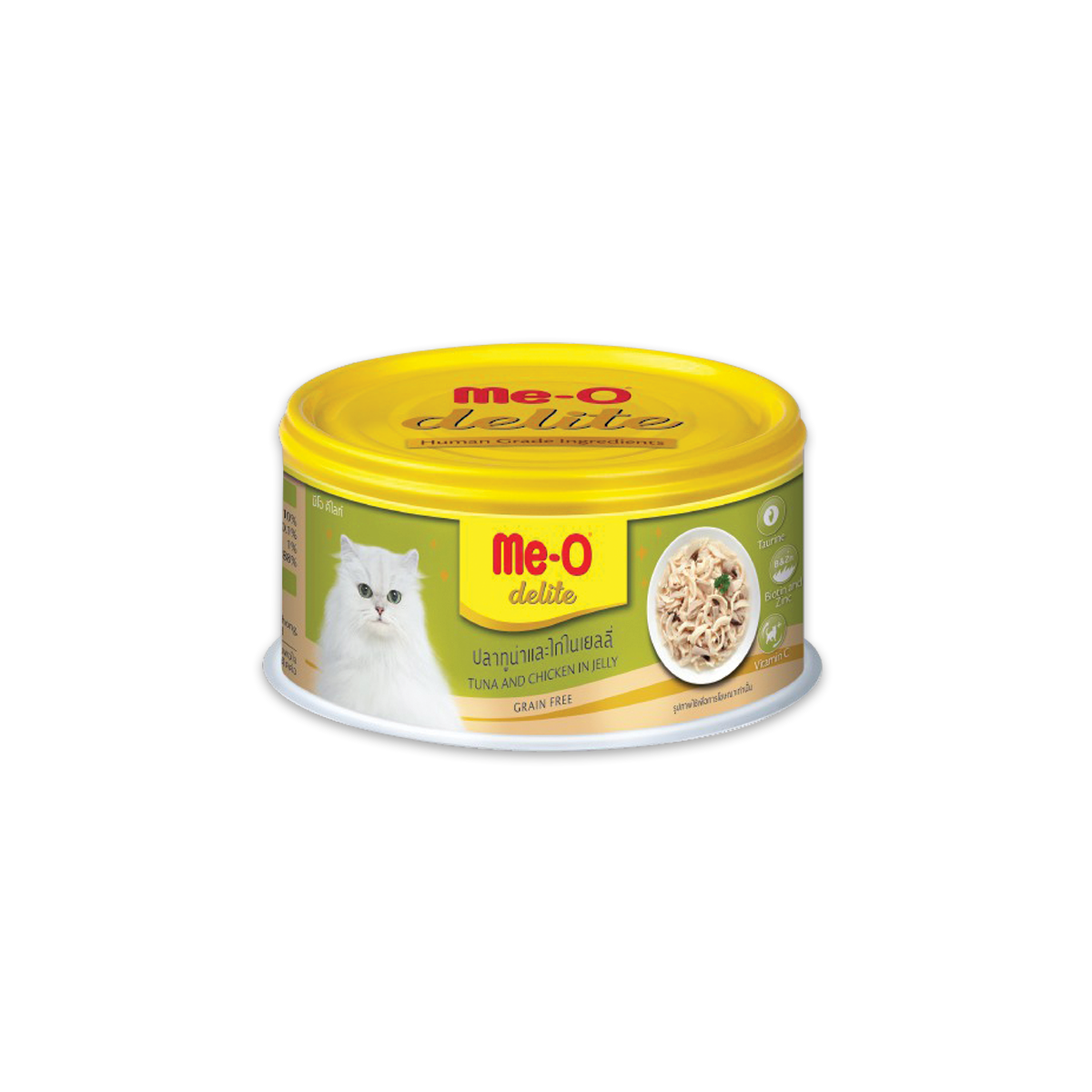 [MANOON] ME-O Delite Canned Tuna and Chicken in Jelly Flavor มีโอ ดีไลท์ กระป๋อง ปลาทูน่าและไก่ในเยลลี่ ขนาด 80 กรัม (24 กระป๋อง)