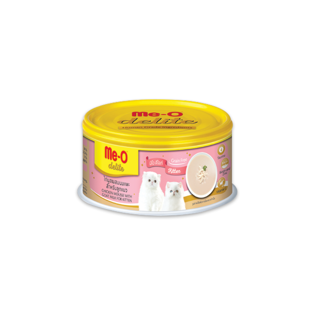 [MANOON] ME-O Delite Canned Chicken Mousse with Goat Milk for Kitten Flavor มีโอ ดีไลท์ กระป๋อง ไก่มูสผสมนมแพะสำหรับลูกแมว ขนาด 80 กรัม (24 กระป๋อง)