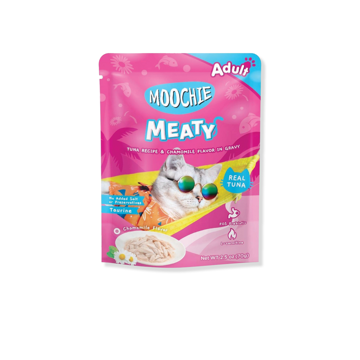 MOOCHIE Meaty Tuna Recipe in gravy Adult มูชี่ มีทตี้ อาหารเปียกแมว รสทูน่าในเกรวี่ ขนาด 70 กรัม (12 ซอง)