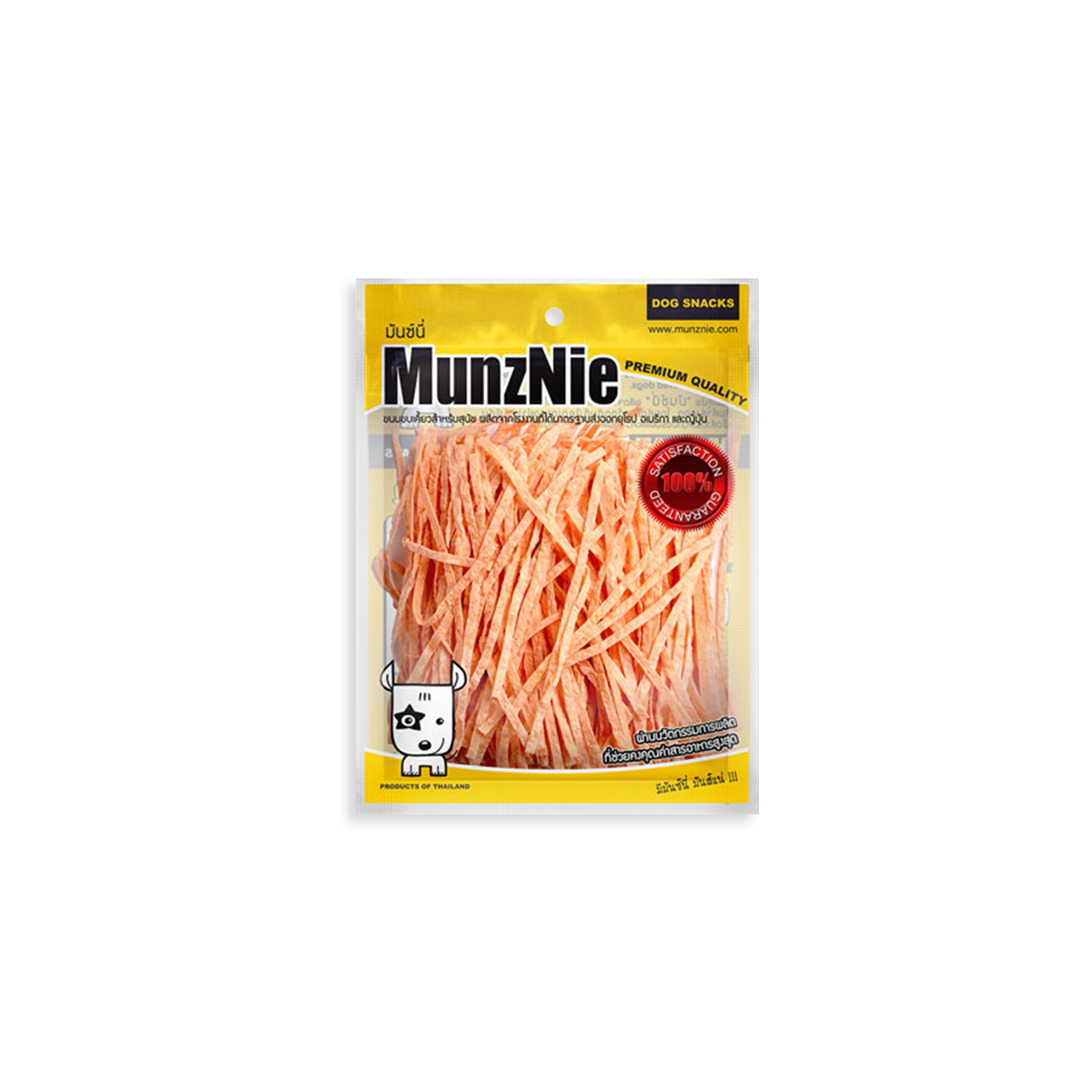 [MANOON] MUNZNIE  Fish strips Crab Flavor มันซ์นี่ ขนมสุนัข ปลาเส้น รสปูอัด ขนาด 80 กรัม