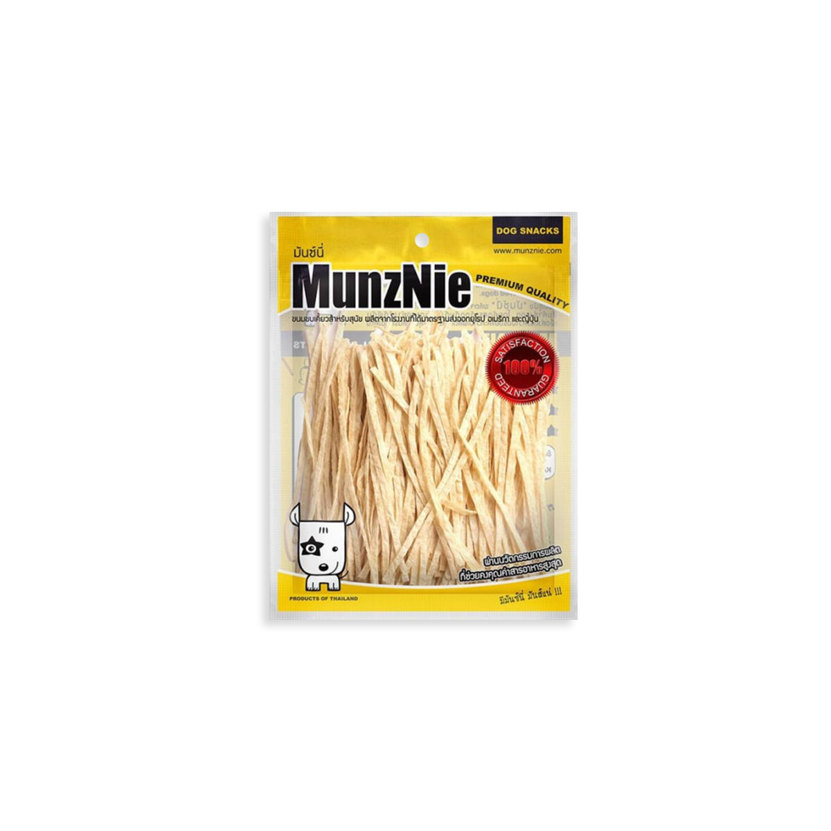 [MANOON] MUNZNIE  Fish strips Original Flavor มันซ์นี่ ขนมสุนัข ปลาเส้น รสดั่งเดิม ขนาด 80 กรัม