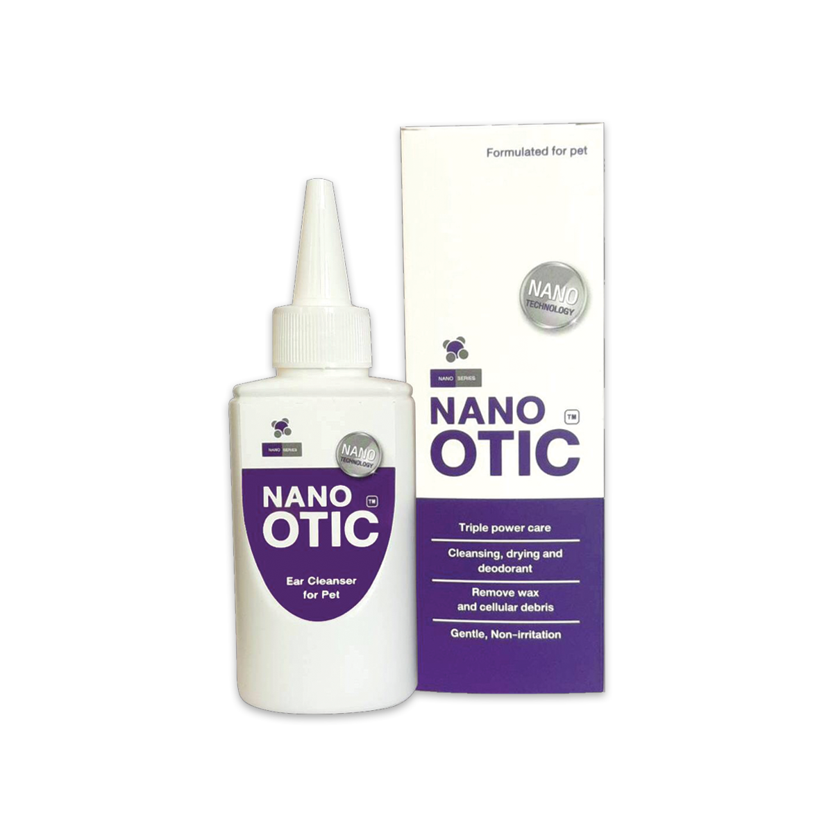 Nano Otic Ear cleanser for pet นาโน น้ำยาล้างหูสัตว์เลี้ยง ขนาด 120 มล.