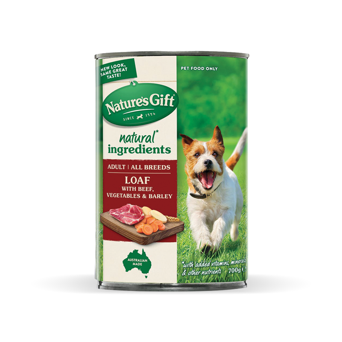 [MANOON] NATURE'S GIFT  Adult all Breeds Loaf with Beef, Vegetables & Barley เนเจอร์ส กิ๊ฟ อาหารกระป๋องสำหรับสุนัขสูตรเนื้อวัว ข้าวบาร์เลย์และผัก 700g