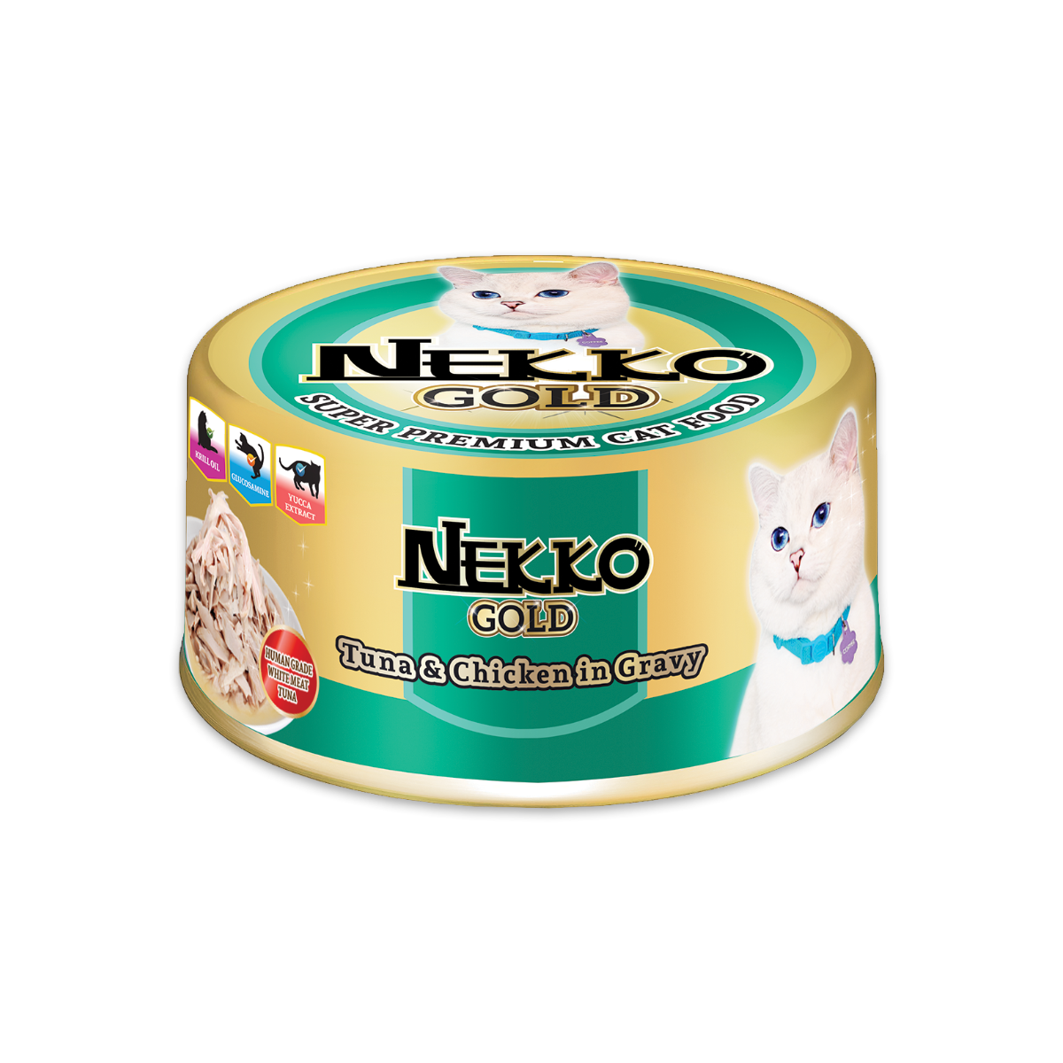 Nekko Gold เน็กโกะ โกลด์ อาหารเปียกแมวแบบกระป๋อง รสปลาทูน่าและเนื้อไก่ในน้ำเกรวี่ ขนาด 85 กรัม (12 กระป๋อง)