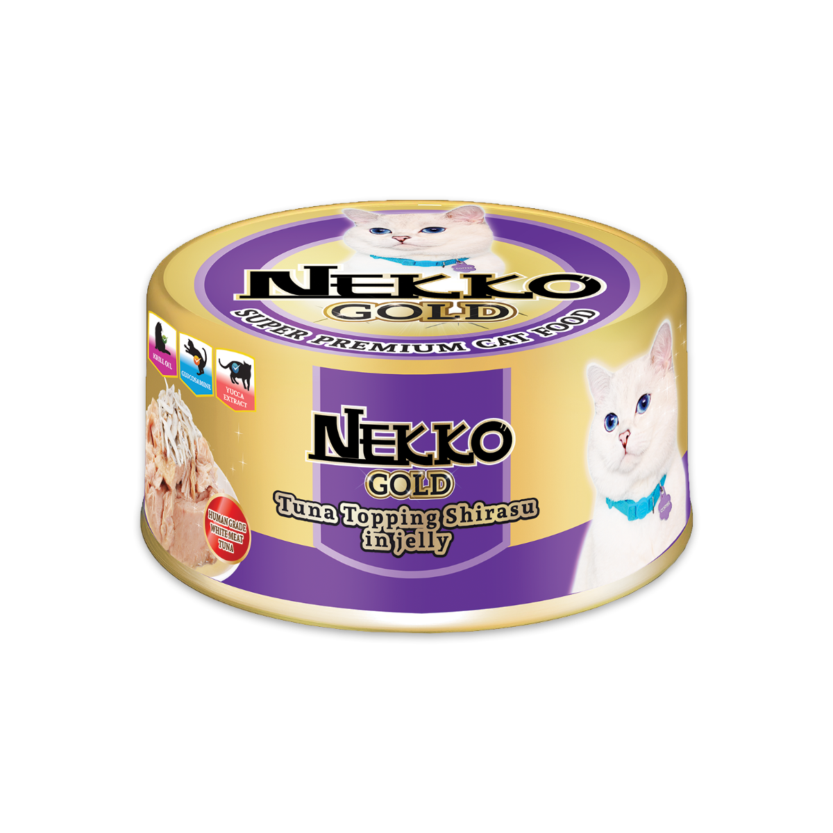 [MANOON] NEKKO Gold Tuna Topping Shirasu in jelly เน็กโกะ โกลด์อาหารเปียกสำหรับแมว แบบกระป๋อง รสปลาทูน่าหน้าปลาข้าวสารในเยลลี่ ขนาด 85 กรัม (12 กระป๋อง)