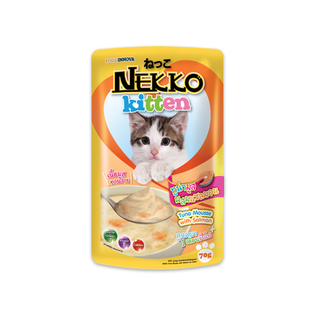 [MANOON] NEKKO  Kitten เน็กโกะ สูตรลูกแมว รสทูน่ามูสผสมแซลมอน ขนาด 70 กรัม