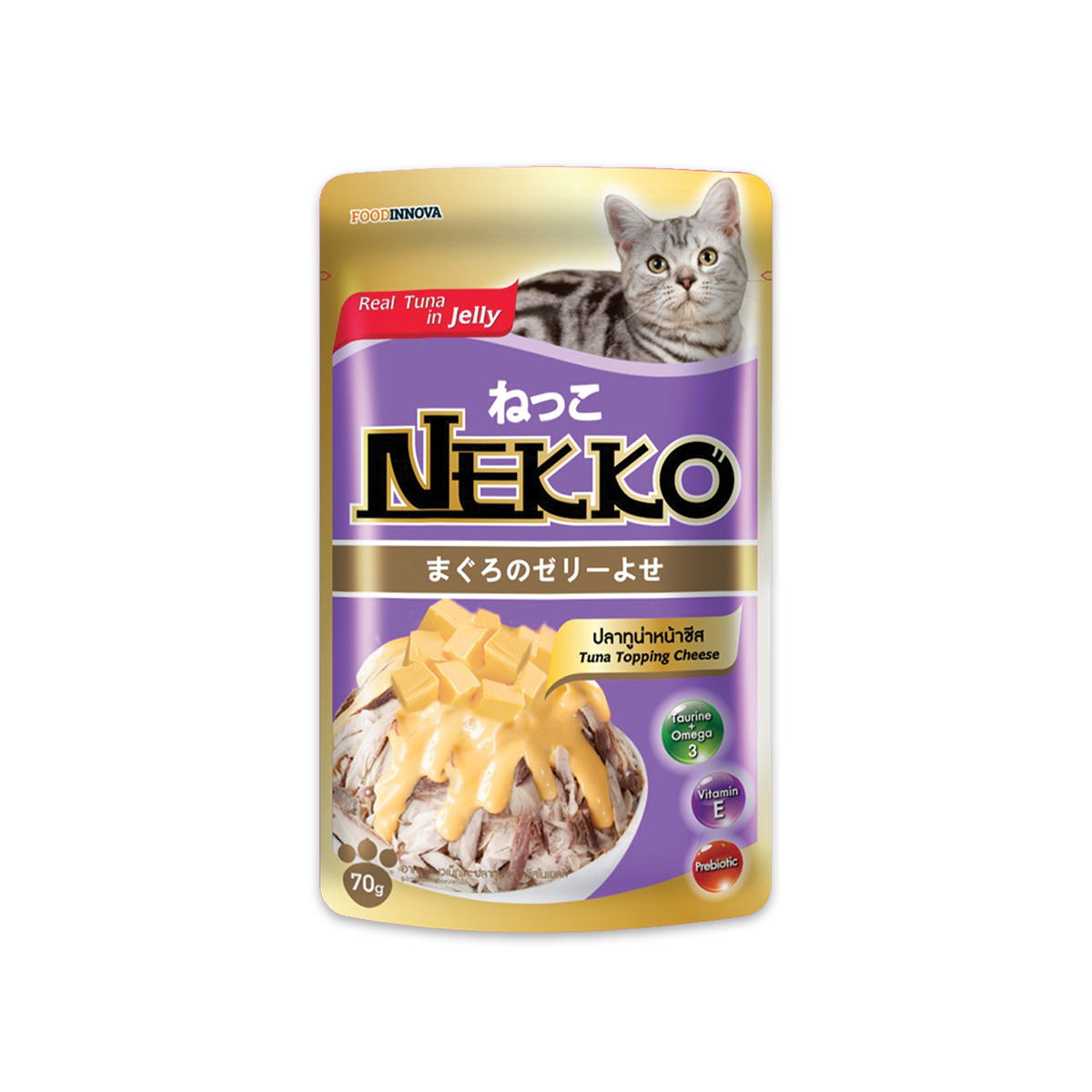Nekko Pouch เน็กโกะ อาหารเปียกแมว แบบซอง รสทูน่าหน้าชีสในเยลลี่ ขนาด 70 กรัม