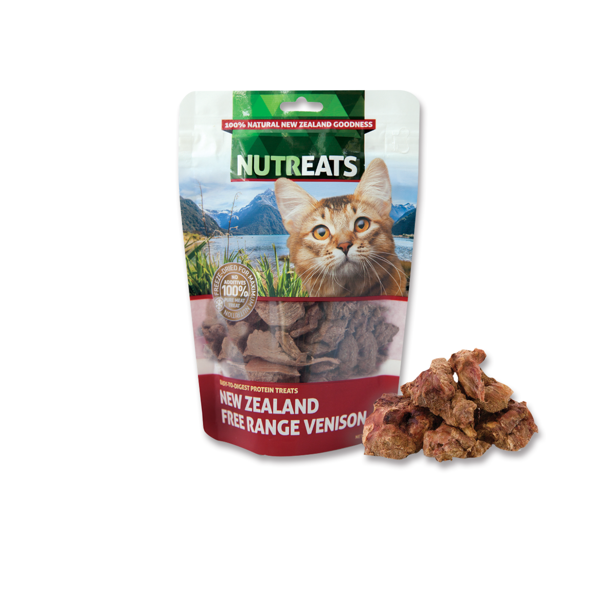 [MANOON] NUTREATS Cat Treats Freeze Dried New Zealand Free Range Venison Feline นูทรีทส์ ขนมแมวพรีเมี่ยมเพื่อสุขภาพ เนื้อกวางอบแห้ง ขนาด 50 กรัม