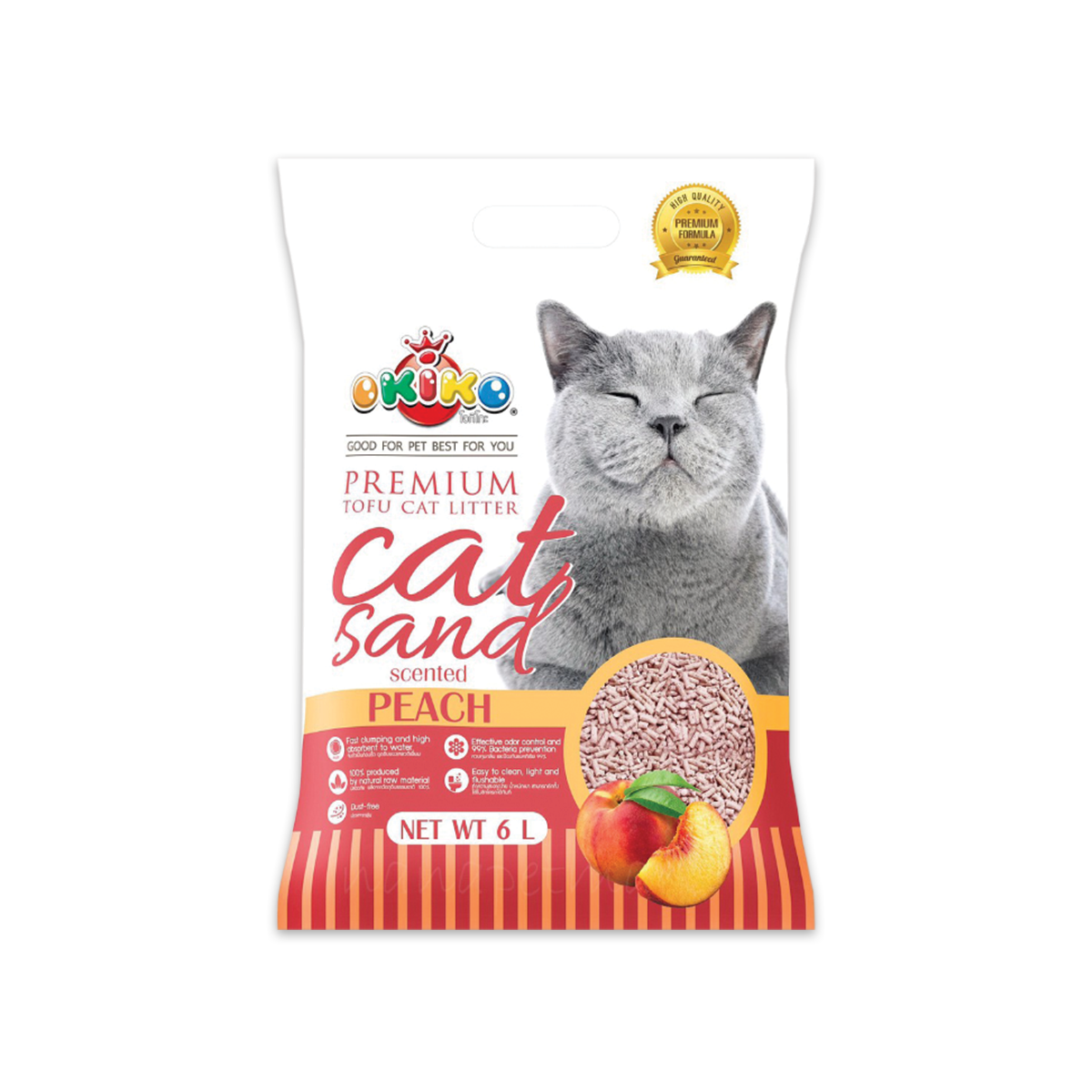 [MANOON] OKIKO Premium Tofu Cat Litter Cat Sand Peach Scented 6L