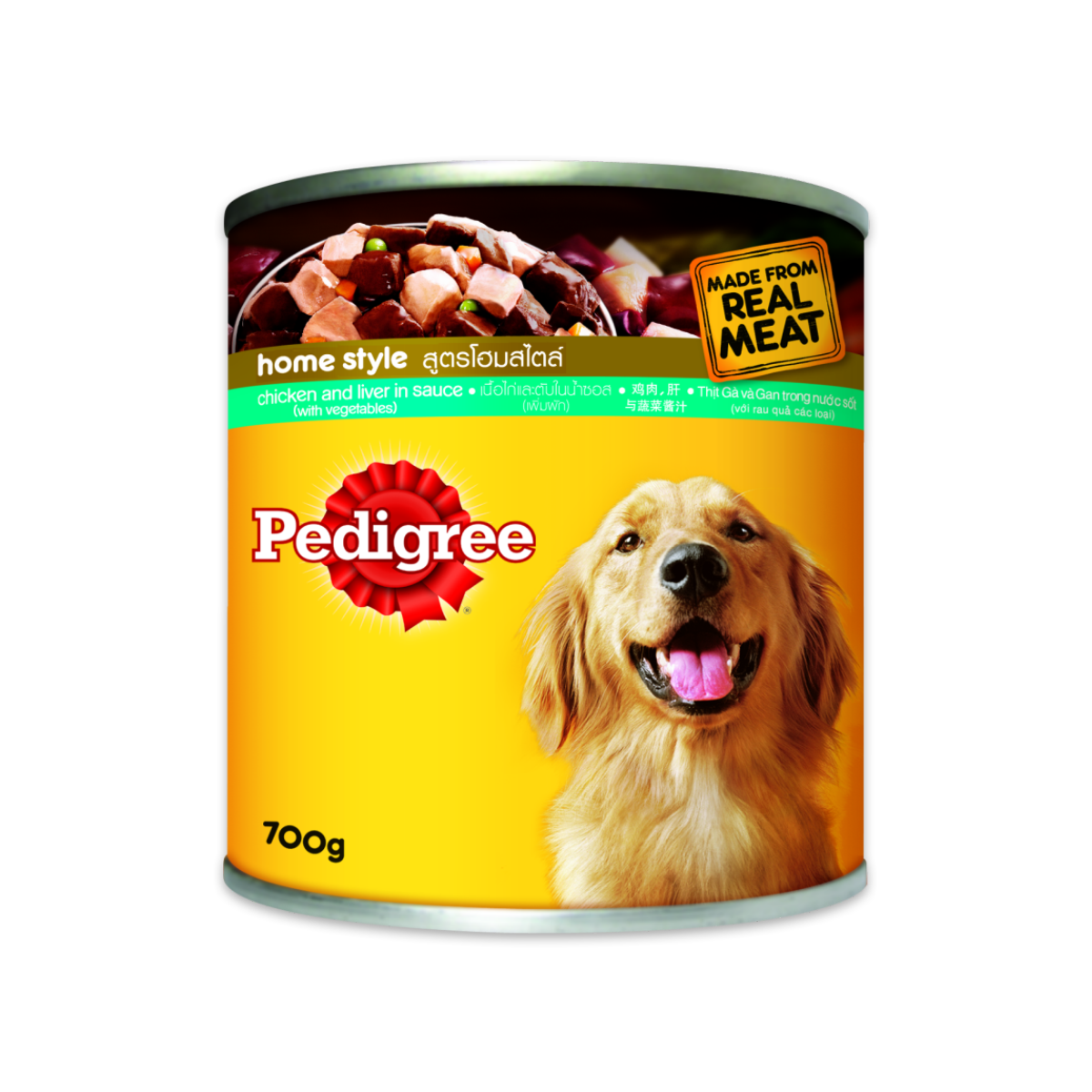 [MANOON] PEDIGREE Can Chicken Liver in Sauce เพดดิกรี อาหารเปียกสุนัขแบบกระป๋อง สูตรไก่ชิ้นและตับในน้ำซอสพร้อมผัก ขนาด 700 กรัม (12 กระป๋อง)