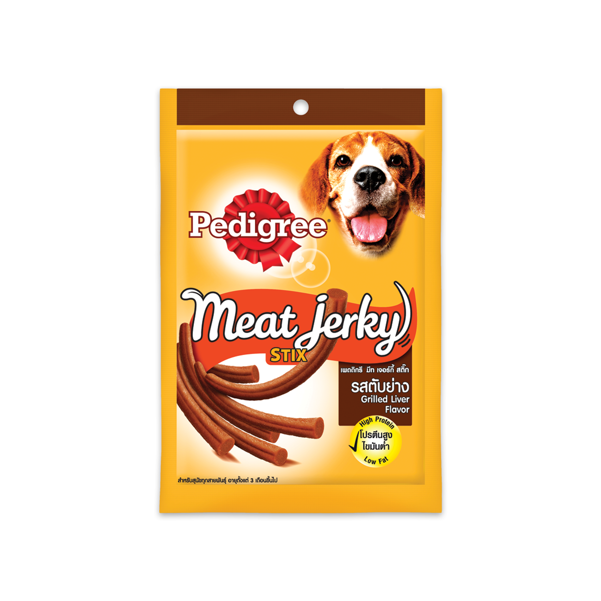 [MANOON] PEDIGREE Meat Jerky Stix Grilled Liver เพดดิกรี มีทเจอร์กี้ สติ๊ก รสตับย่าง ขนาด 60 กรัม (12 ซอง)