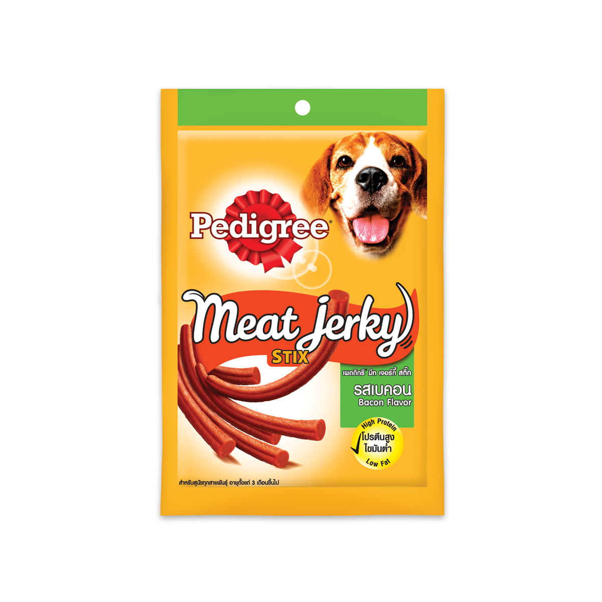 [MANOON] PEDIGREE Meat Jerky Stix Bacon เพดดิกรี มีทเจอร์กี้ สติ๊ก รสเบคอน ขนาด 60 กรัม (12 ซอง)